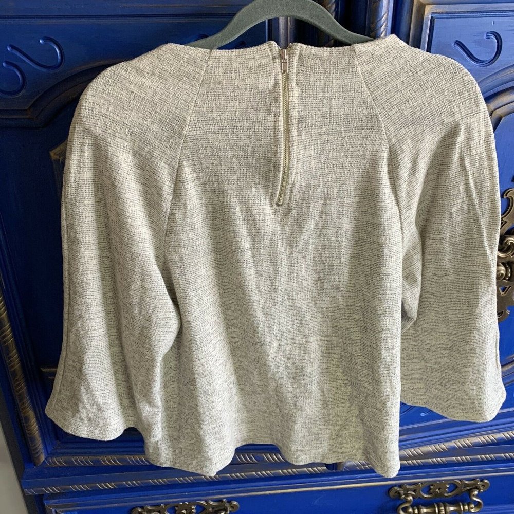 W5 Concepts Top 3/4 Sleeve Oatmeal Ivory Blouse - Picture 2 of 2